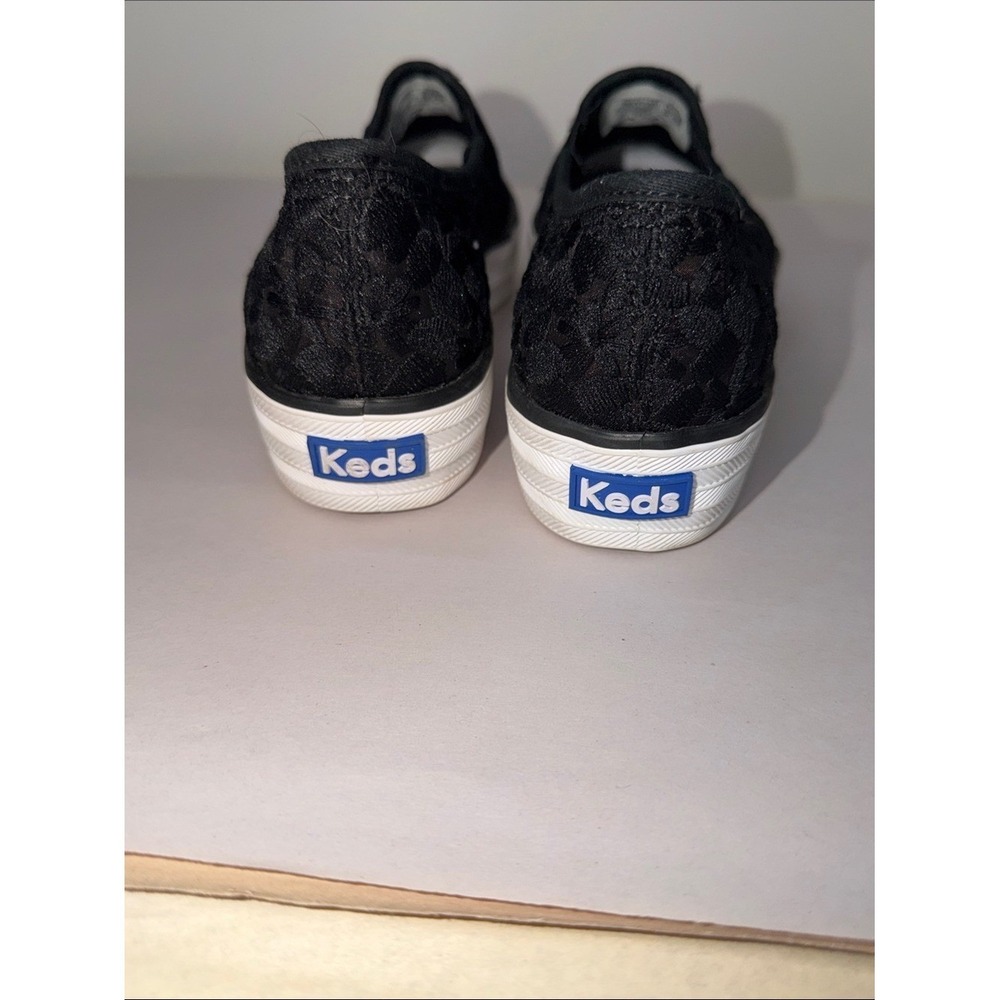 Keds Black Lace Slip-On Platform Sneakers with White Sole - Picture 4 of 6